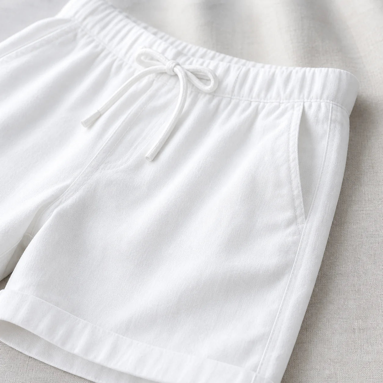 Relaxed Linen Shorts close-up quality detail