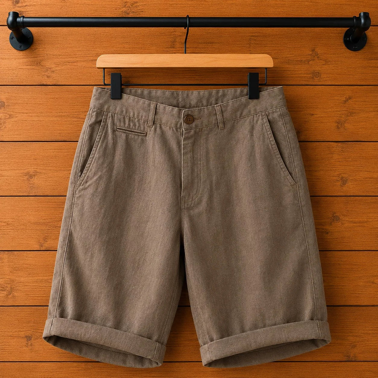 Relaxed Linen Shorts in Coffee