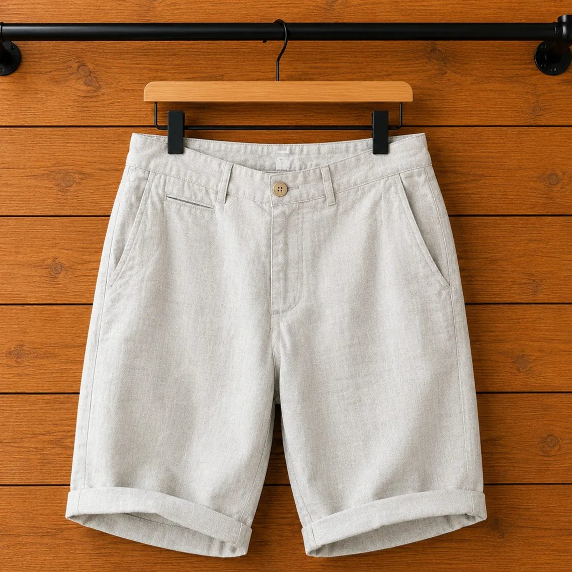 Relaxed Linen Shorts in Grey