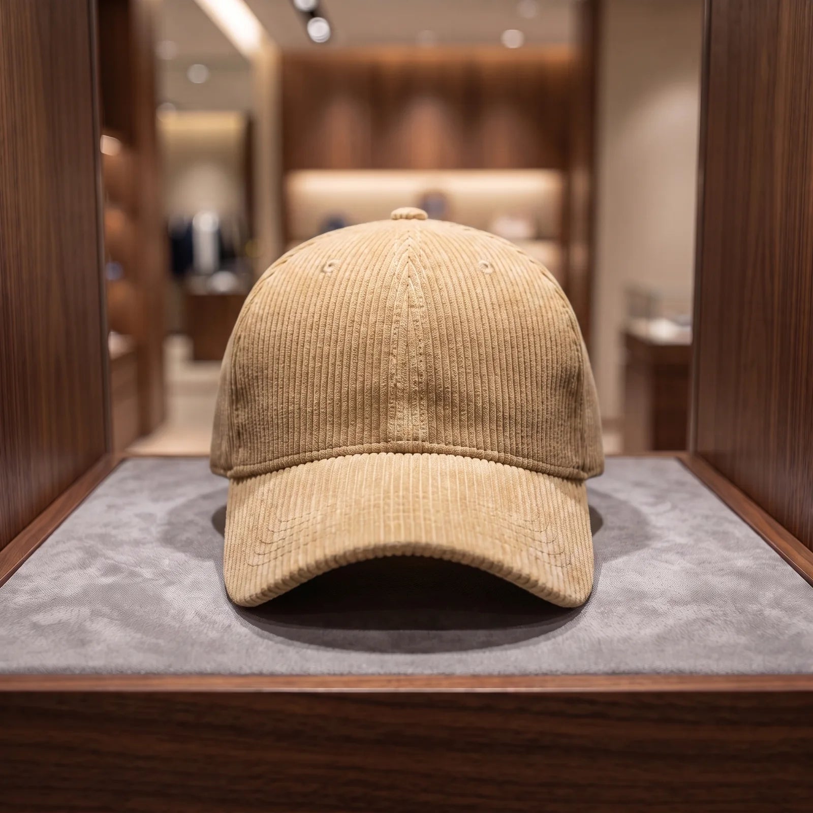 Ribbed Corduroy Cap in Beige