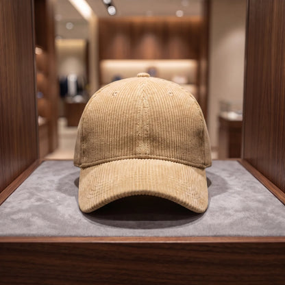 Ribbed Corduroy Cap in Beige