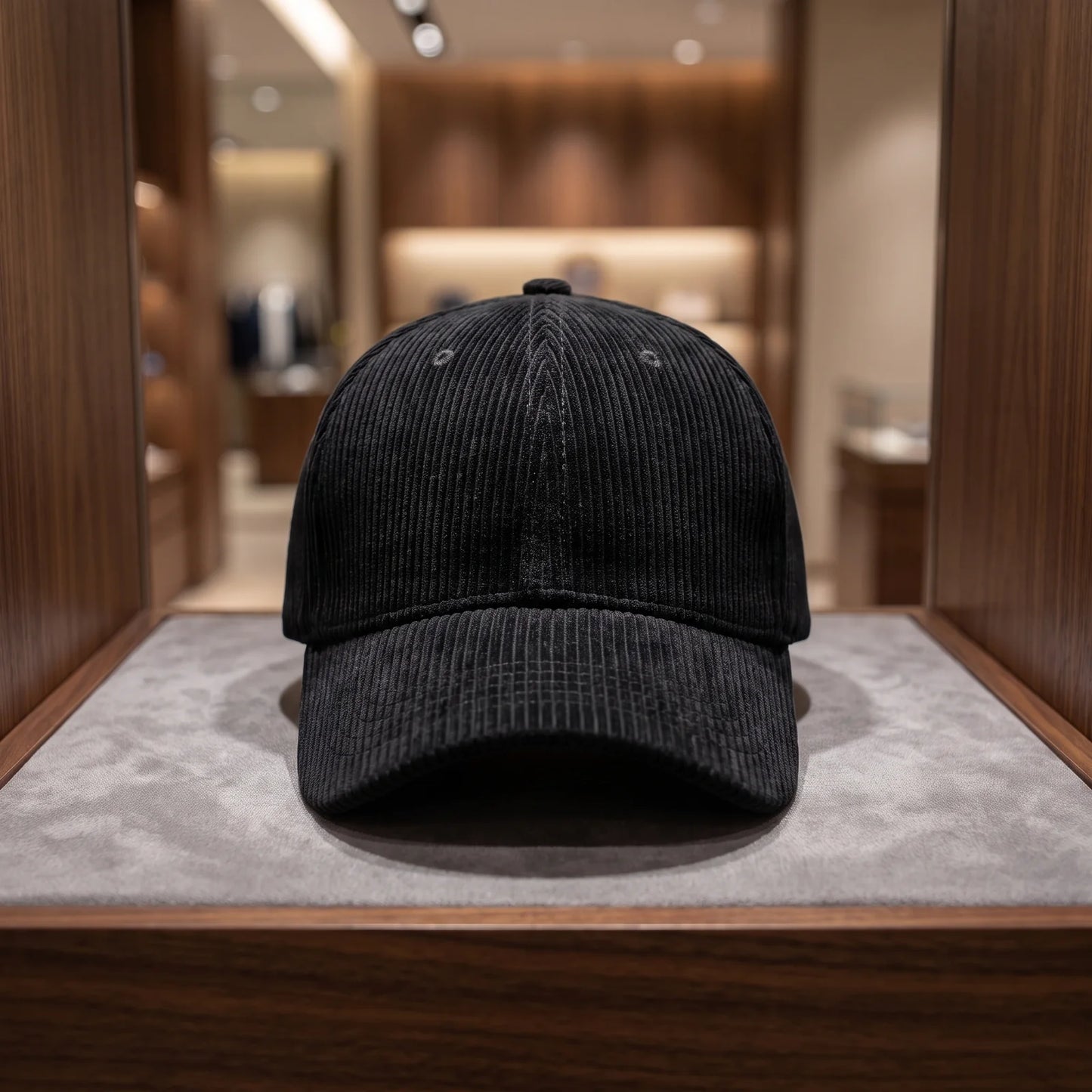 Ribbed Corduroy Cap in Black