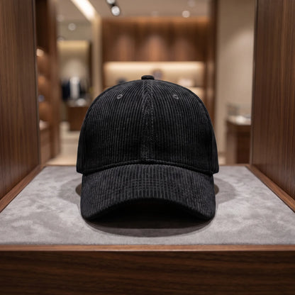 Ribbed Corduroy Cap in Black