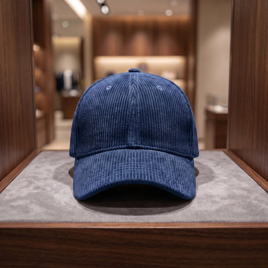 Ribbed Corduroy Cap in Blue