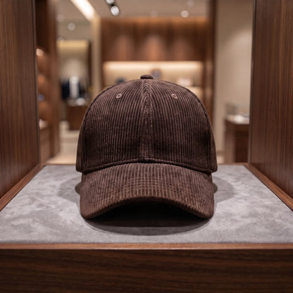 Ribbed Corduroy Cap in Brown