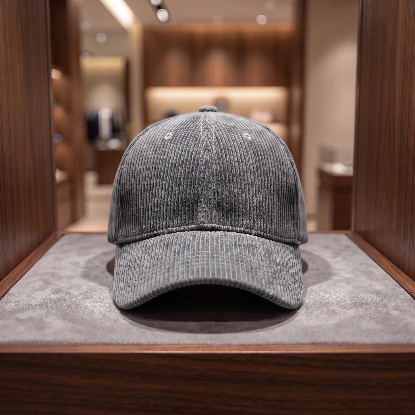 Ribbed Corduroy Cap in Gray
