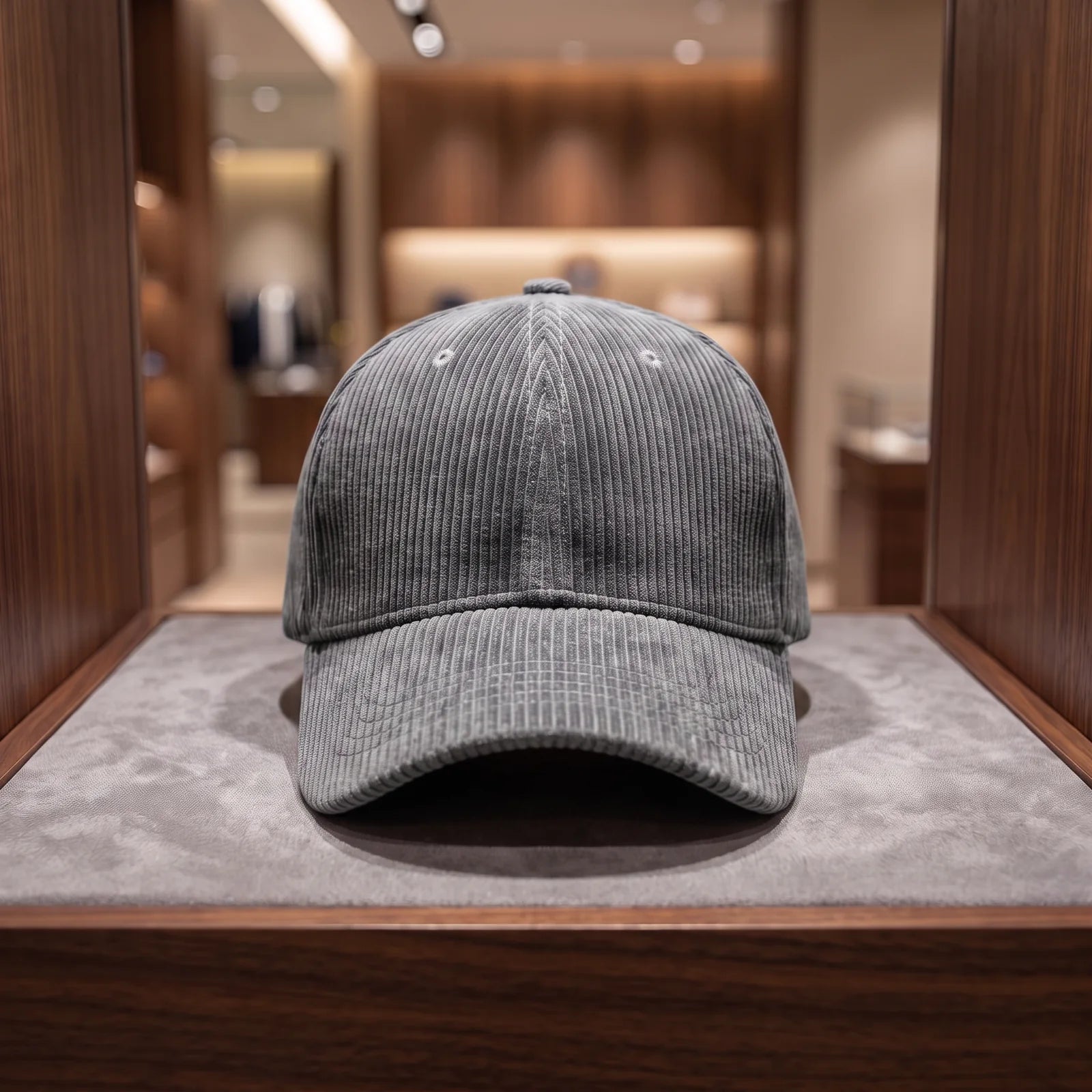 Ribbed Corduroy Cap in Gray
