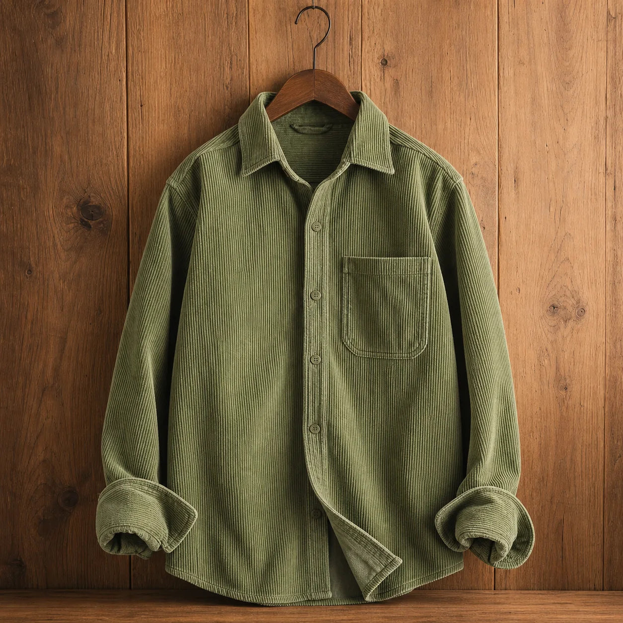 Ridgeway Corduroy Top Olive Green