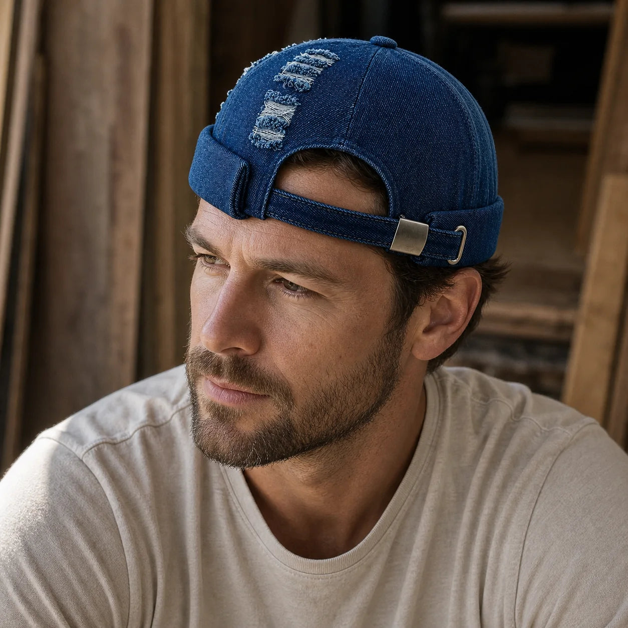 Ripped Denim Hat lifestyle photo