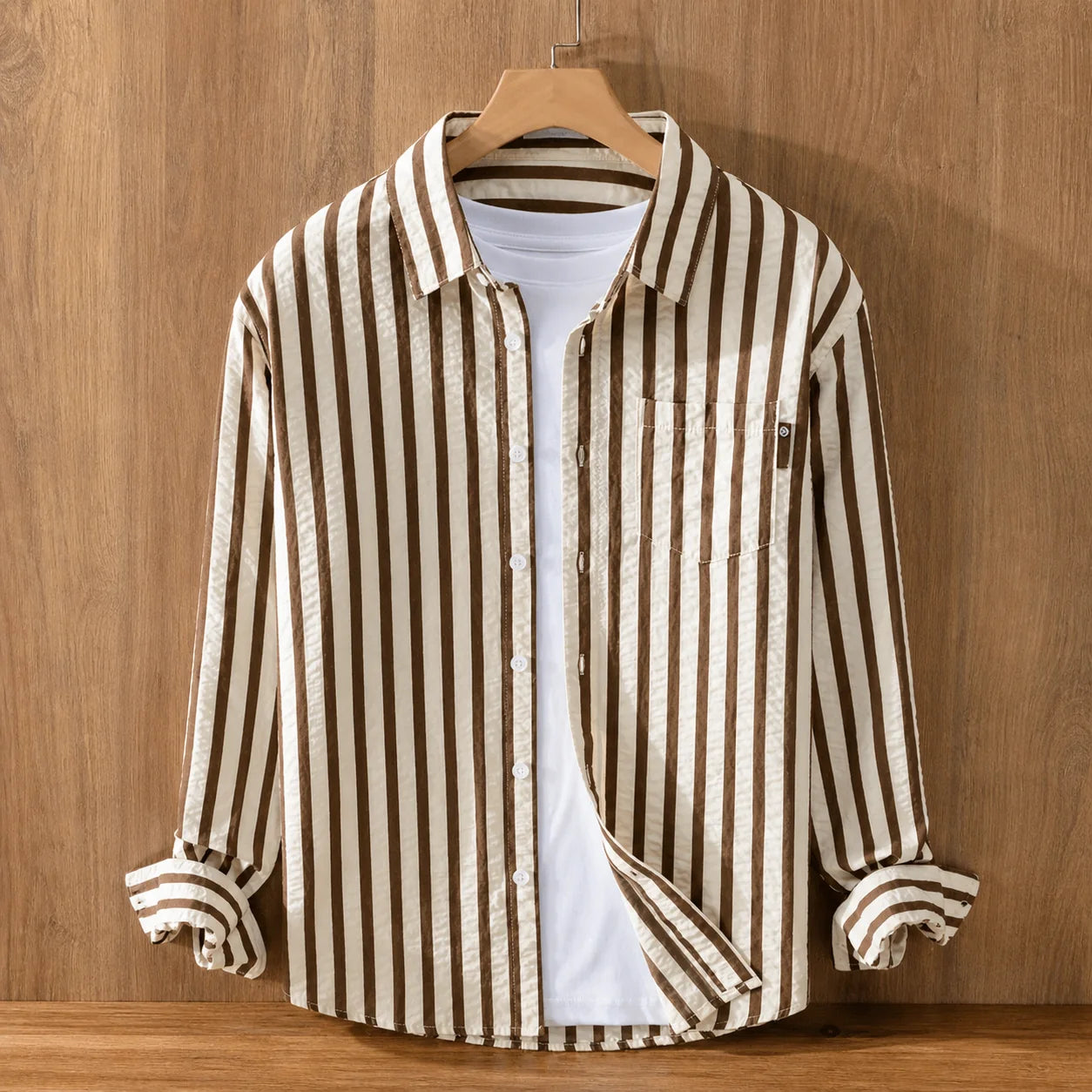 Riverton Stripe Shirt Khaki