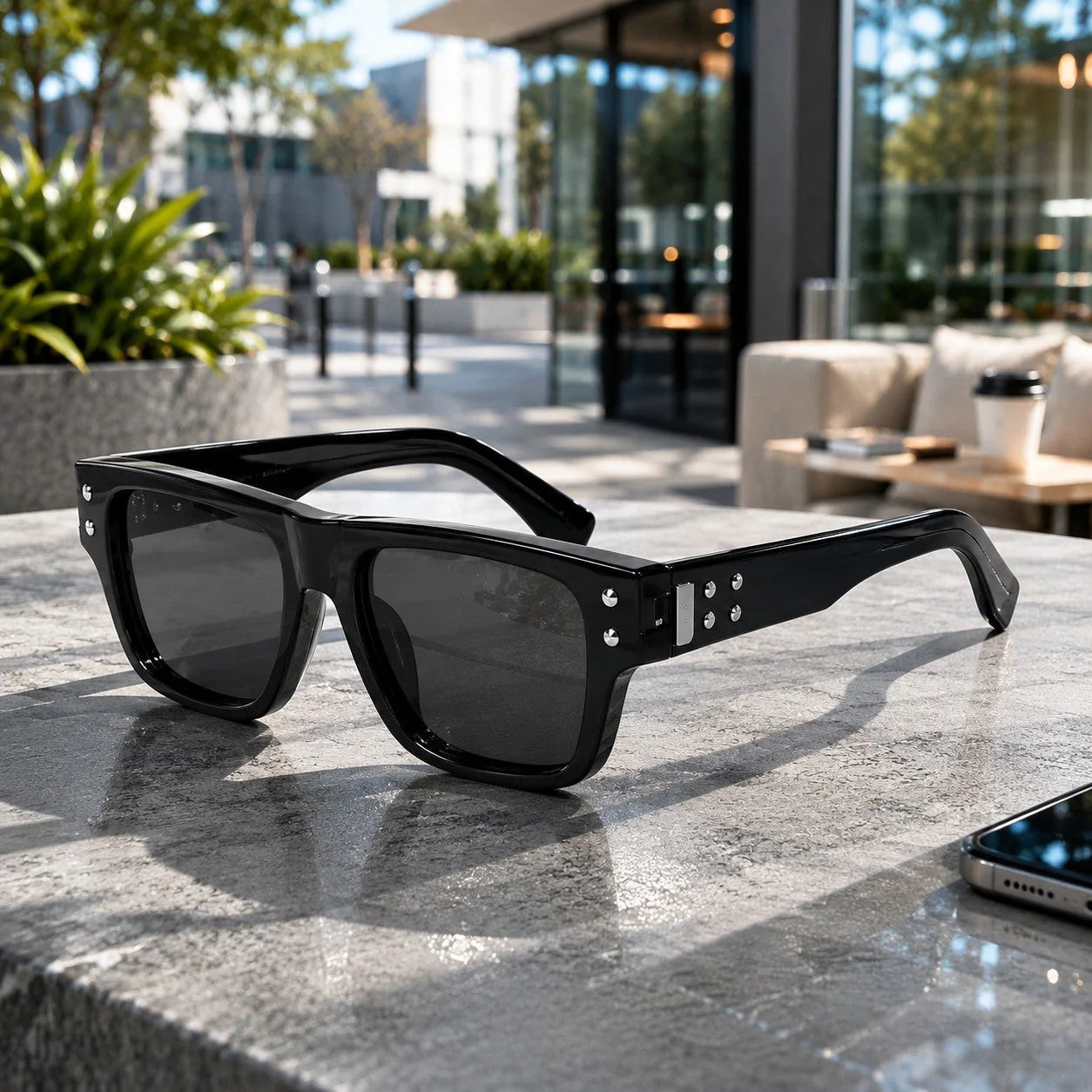 Rivet Mirror Sunglasses in Black