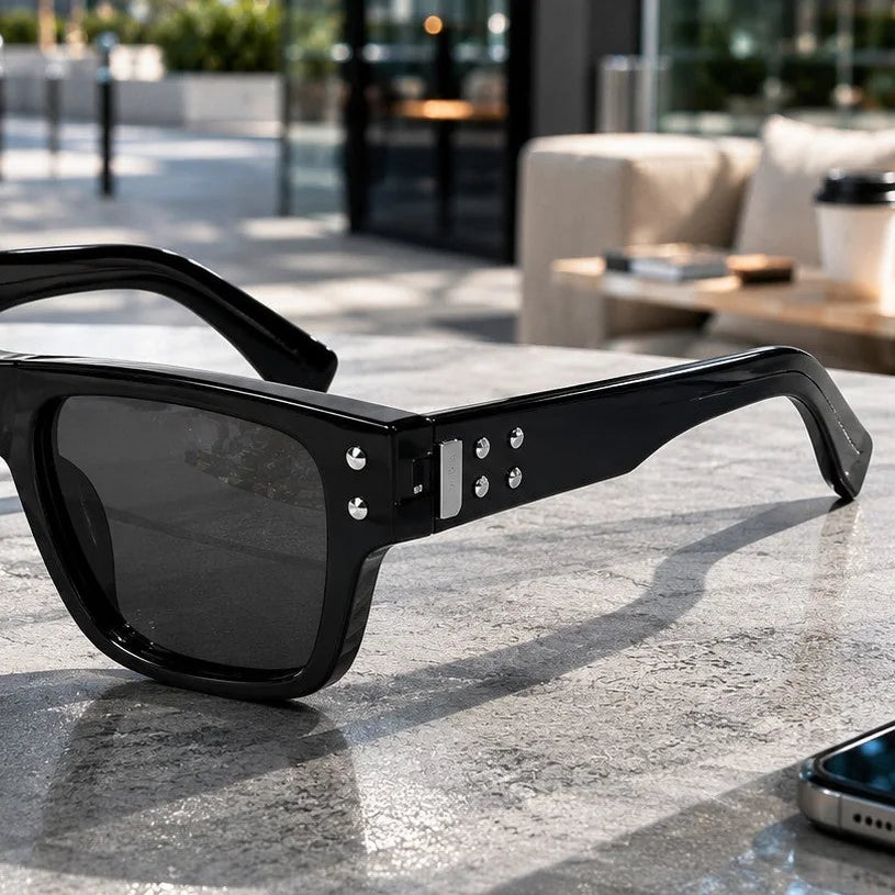Rivet Mirror Sunglasses close-up quality detail