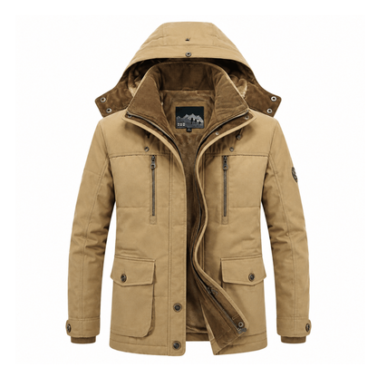 Rowan hooded jacket in Khaki 1