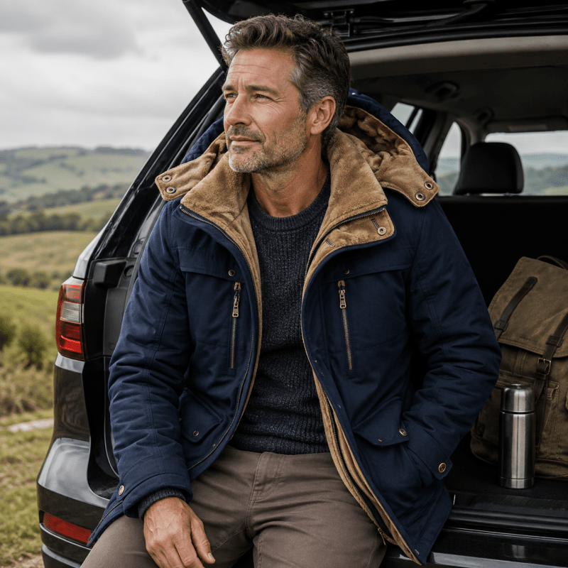 Rowan hooded jacket in Blue 4