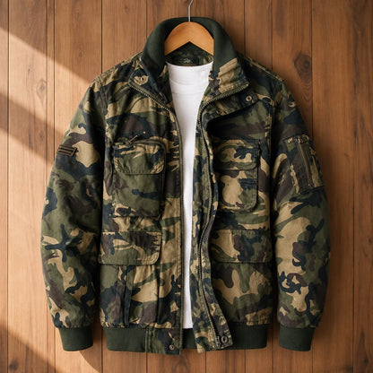 Rugged Fleece Jacket in Camo Green