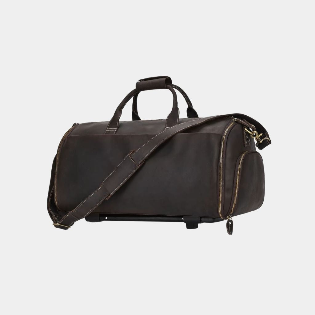 Sheffield duffle in Dark Brown with its strap