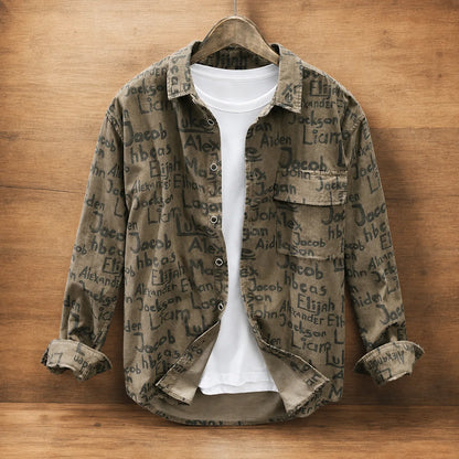 Signature Print Shirt in Coffee