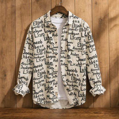 Signature Print Shirt in White