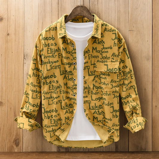 Signature Print Shirt in Yellow