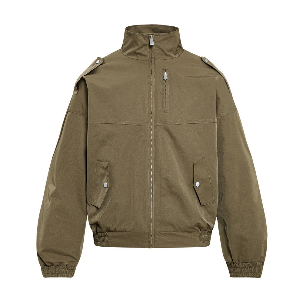 Sinclair stand-collar utility jacket in Khaki 1