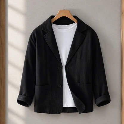 Smart Linen Blazer in Black