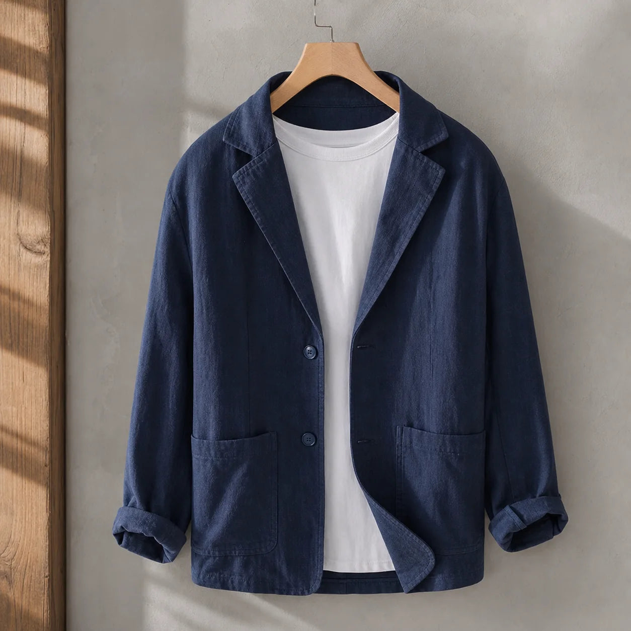 Smart Linen Blazer in Blue
