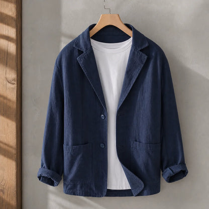 Smart Linen Blazer in Blue