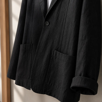 Smart Linen Blazer close-up quality detail