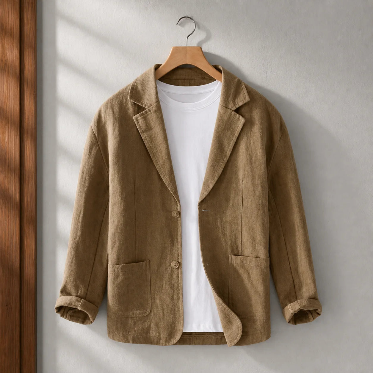 Smart Linen Blazer in Coffee