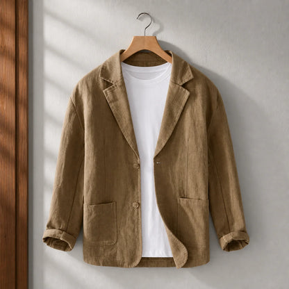 Smart Linen Blazer in Coffee
