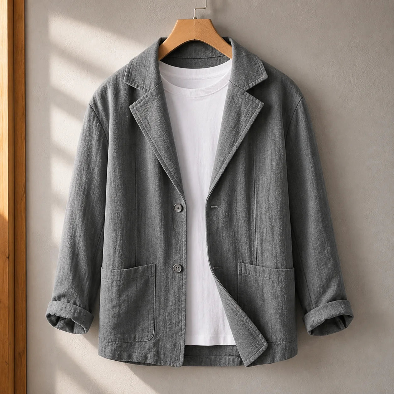 Smart Linen Blazer in Grey