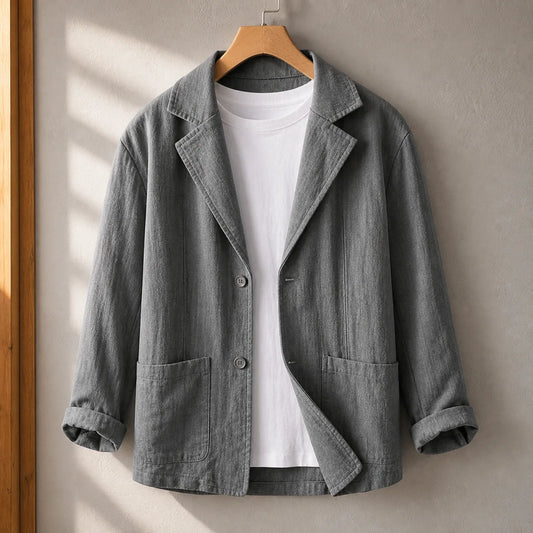 Smart Linen Blazer in Grey