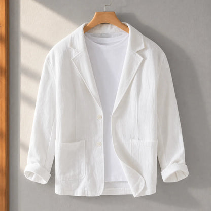 Smart Linen Blazer in White