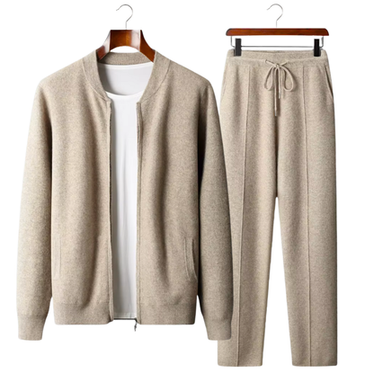 Men's zip-front knit jacket and trousers set - view 1
