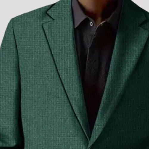 Stanton blazer lapel and woven cloth close-up