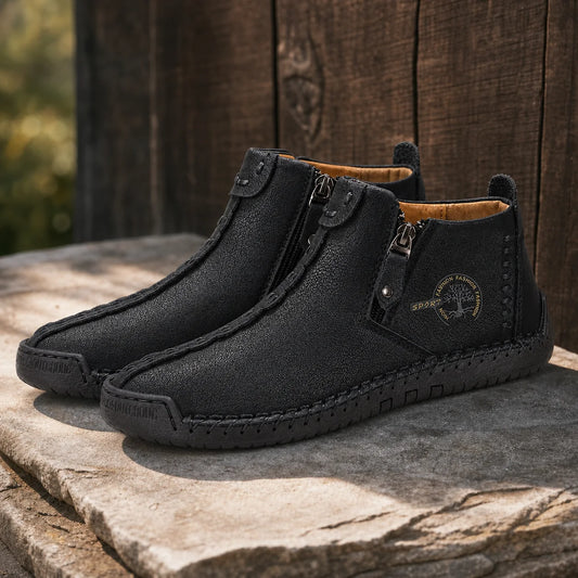 Stitch Leather Boots in Black - Option C stone outdoor