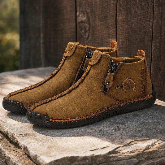 Stitch Leather Boots in Brown - Option C stone outdoor