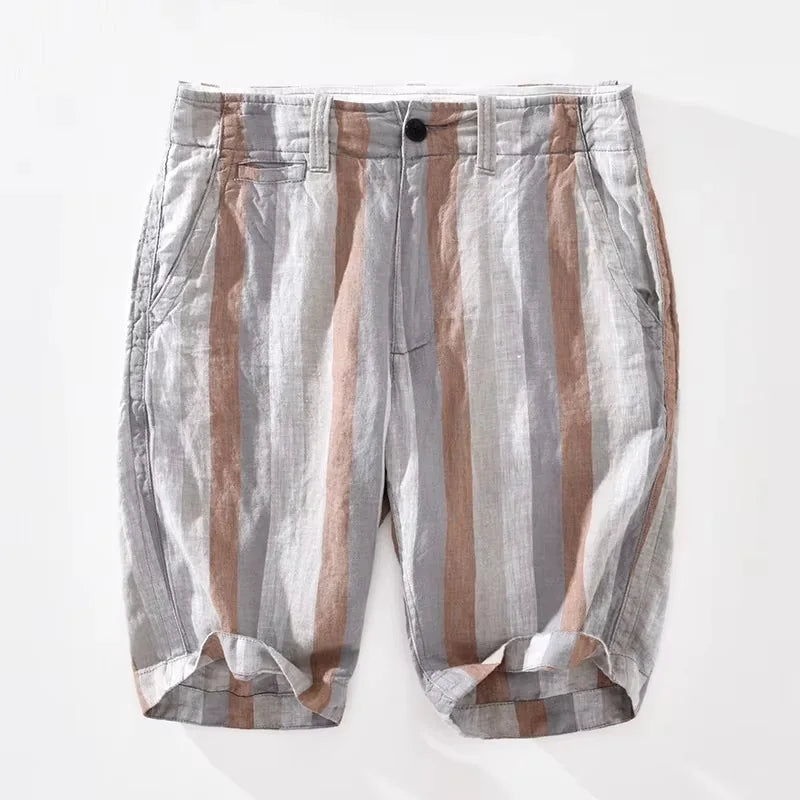 Striped Summer Shorts in Orange Grey