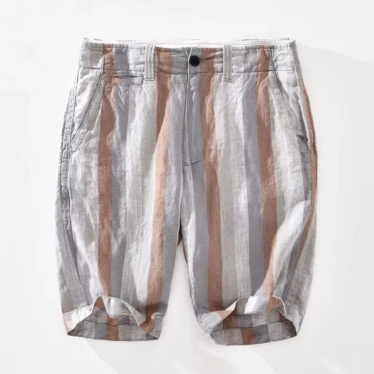 Striped Summer Shorts in Orange Grey