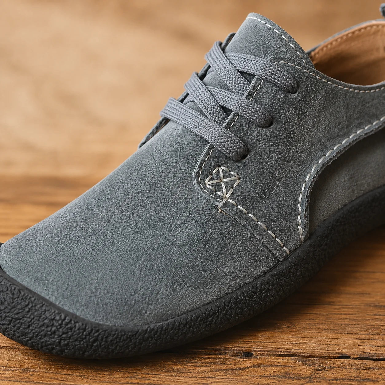Suede Walking Sneakers Close Up