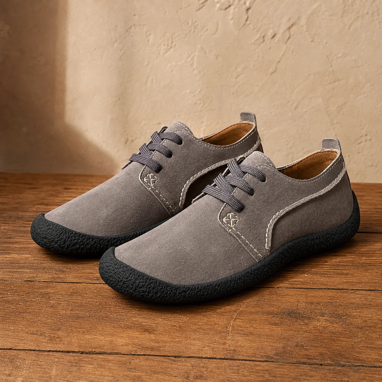 Suede Walking Sneakers Light Grey