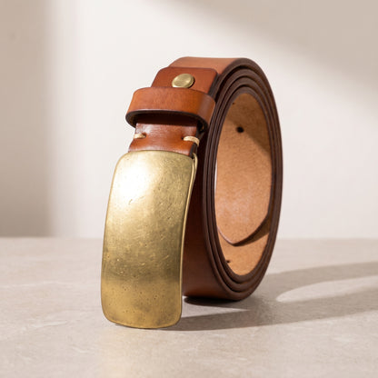 Tanner men's plate buckle belt hero product only in Oak Brown 0