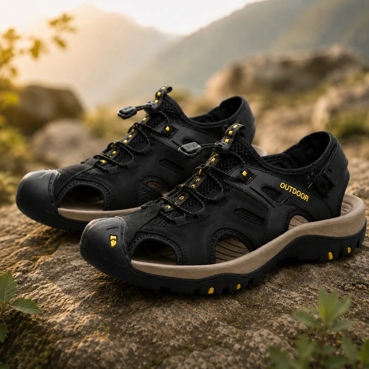 Trail Grip Sandals in Black