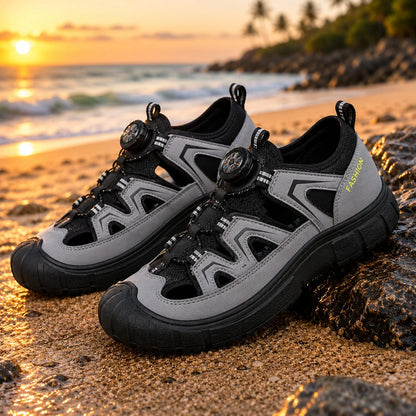 Twist Lock Sandals in Grey