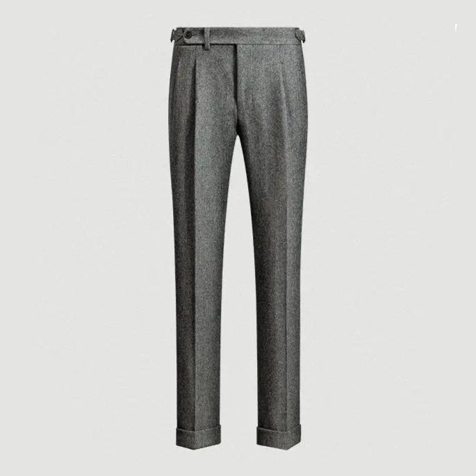 Men's wool-blend Gurkha trousers front view in Gray