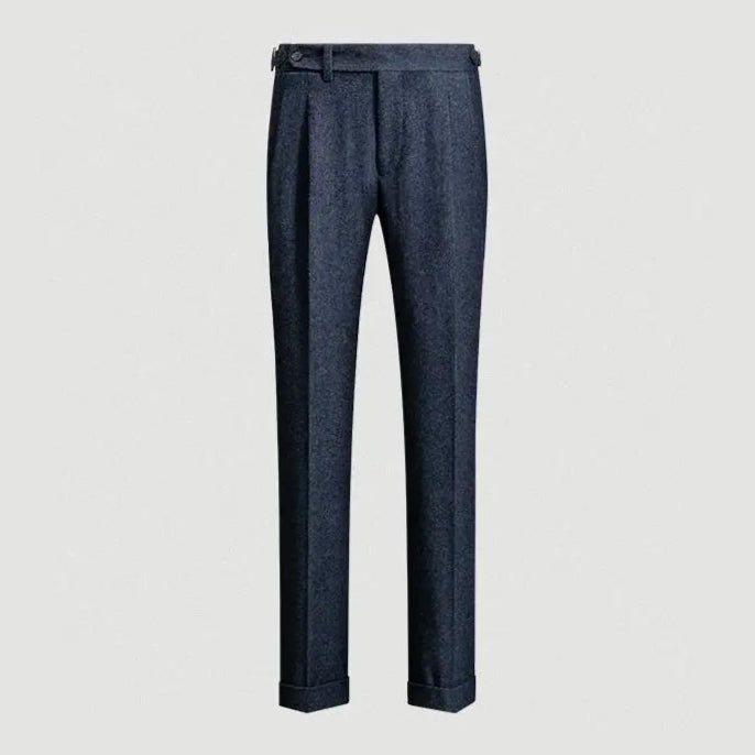 Men's wool-blend Gurkha trousers front view in Navy Blue