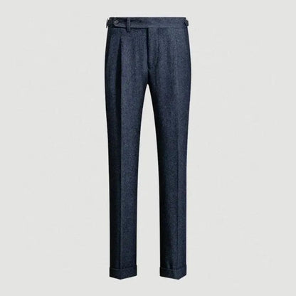 Men's wool-blend Gurkha trousers front view in Navy Blue