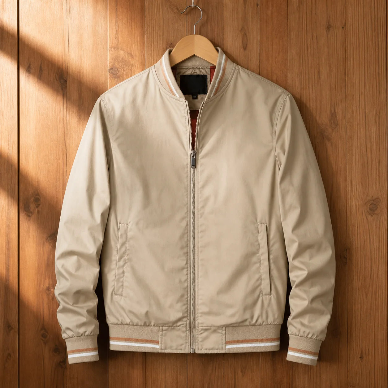 Varsity Bomber Jacket in Khaki
