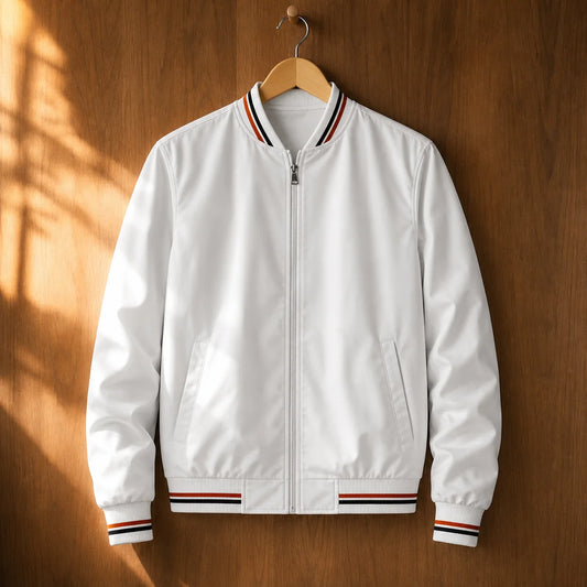 Varsity Bomber Jacket in White