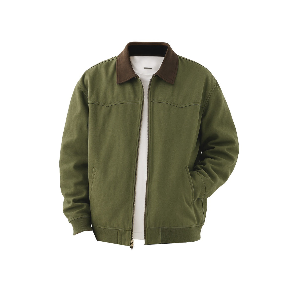 Vickery corduroy-collar field jacket in Army Green 1